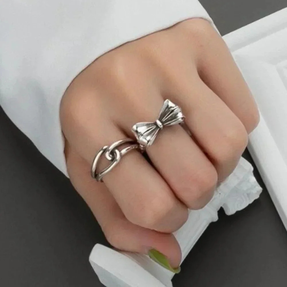 Minimalist 925 Sterling Silver Bow Ring